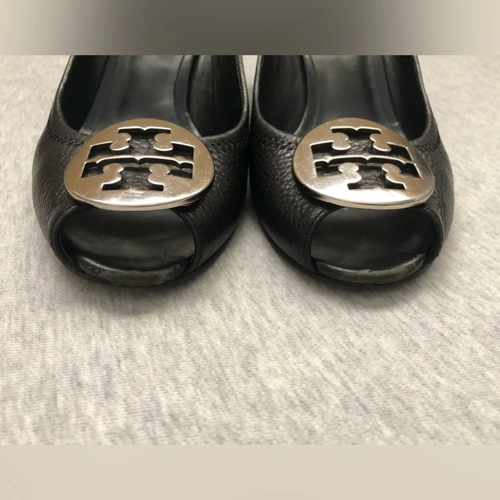 Tory Burch Women’s Black Shoes Peep Toe Wedge Sandals Black Size: US 7.5